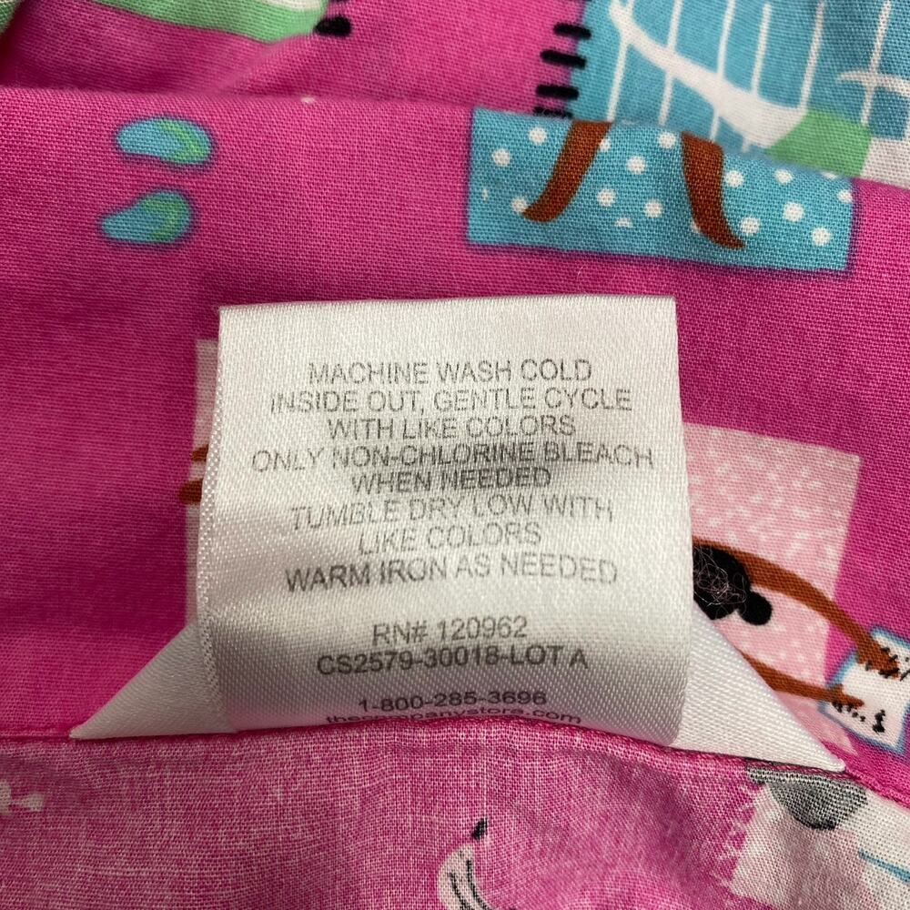 The Company Store Pajama Top M Pink Beach Pool Print Flannel Button Up Sleepwear - Picture 3 of 8